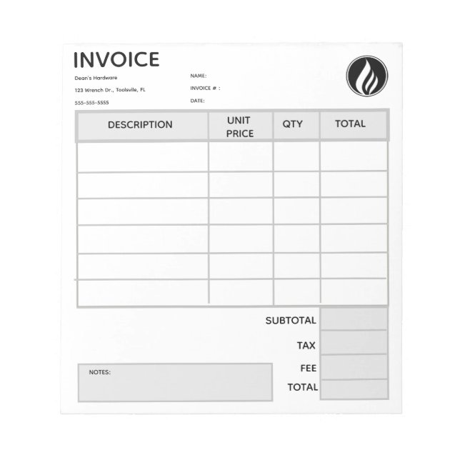 Editable Logo Invoice Anteckningsblock (Framsida)