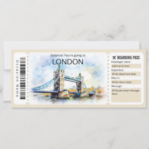 Editable London Flygplan biljett, London Resa Inbjudningar