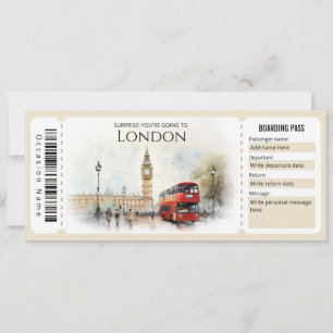 Editable London Flygplan Boarding Pass Biljett Inbjudningar