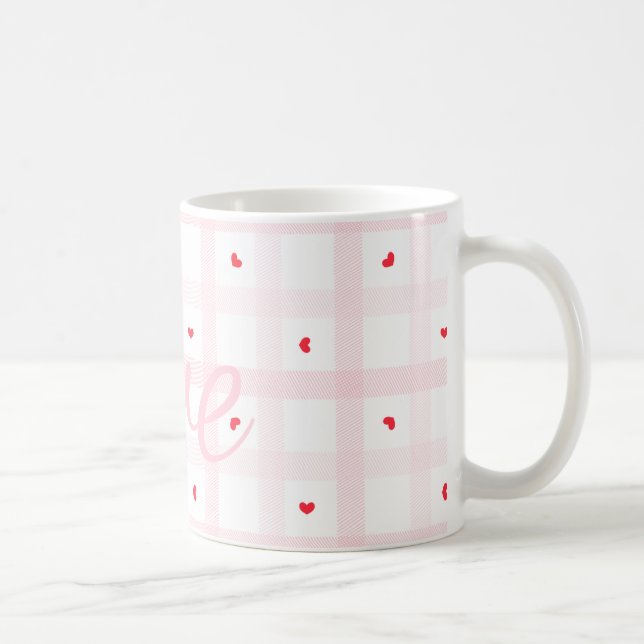 Editable Love Heart Pattern Cute Romantic Seamless Kaffemugg (Höger)