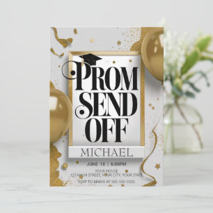 Editable Luxurious Black Guld Prom-sändning av Inbjudningar