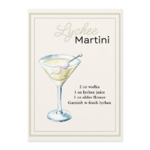 Editable Lychee Martini-receptkort