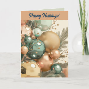 Editable Lycklig Helgdag Baubles jul Kort