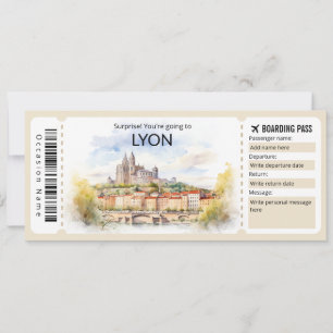 Editable Lyon Flygplan biljett, Lyon Resa Inbjudningar