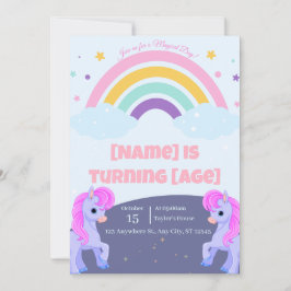 Editable Magic Unicorn Birthday-inbjudan Inbjudningar
