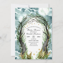 Editable Magic Woodland Forest Baby Shower Inbjudningar