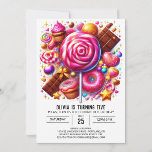 Editable Majestic Candyland Digital Birthday Inbjudningar