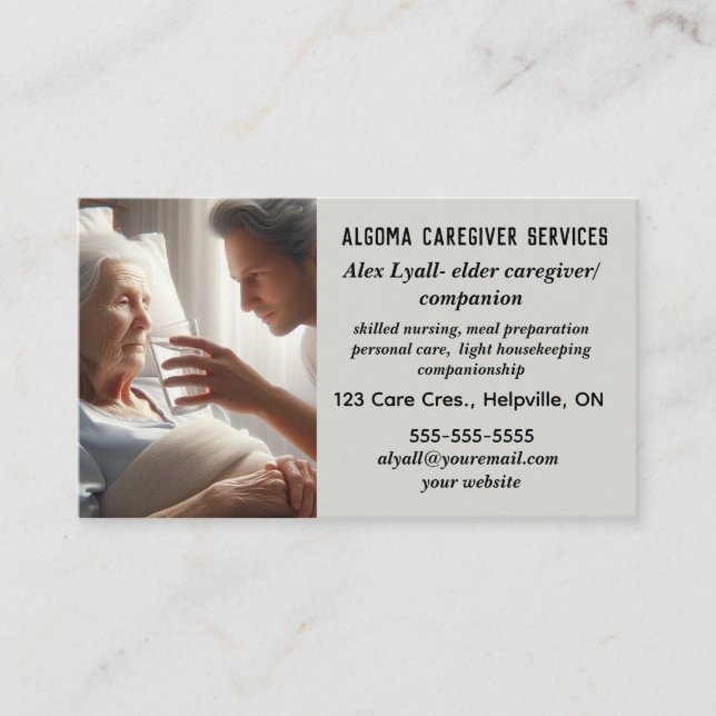 Editable Male Elder Caregiver Assion Services Visitkort (Framsida)