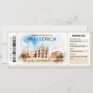 Editable Mallorca Flygplan Boarding Pass Biljett Inbjudningar