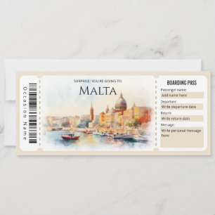 Editable Malta Flygplan Boarding Pass Biljett Inbjudningar