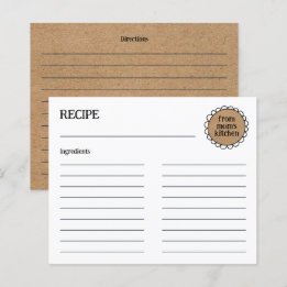 Editable MAMMA KITCHEN Rustic Doodle Recipe Card