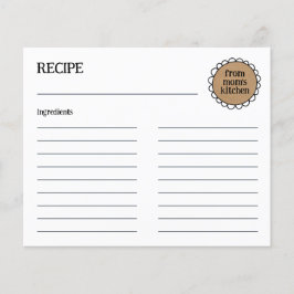 Editable MAMMA KITCHEN Rustic Doodle Recipe Card