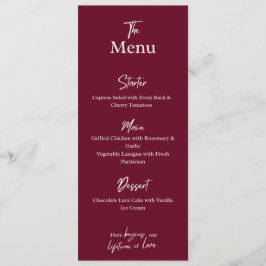 Editable Maroon Wedding Flat Menu Card  Meny
