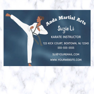 Editable Martial Arts Karate Instructor Visitkort