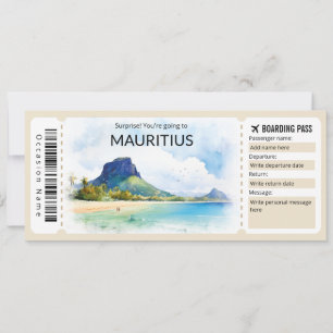 Editable Mauritius Boarding Pass Flygplan biljett Inbjudningar
