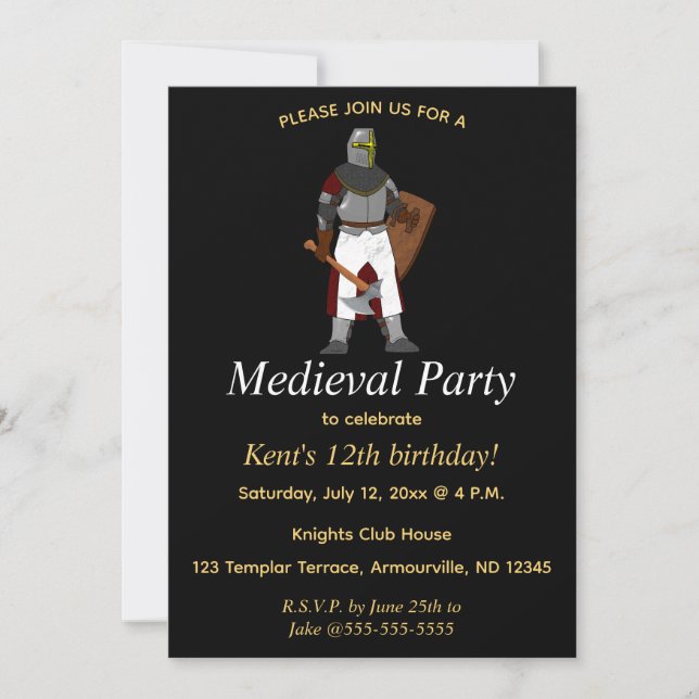 Editable Medieval Party Inbjudningar (Framsida)