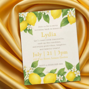 Editable Mediterranian Limoncello Birthday Inbjudningar