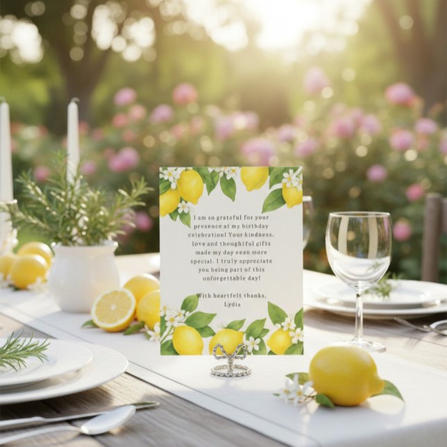 Editable Mediterranian Limoncello Birthday Tack Kort (Skapare uppladdad)