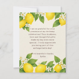 Editable Mediterranian Limoncello Birthday Tack Kort