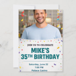 Editable Men’s Birthday Invitation Card with Photo Inbjudningar