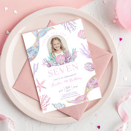Editable Mermaid Invite 7 Year Old With Picture  Inbjudningar