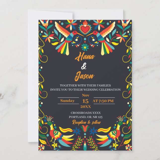 Editable Mexican Wedding Invitation 4 Inbjudningar (Framsida)