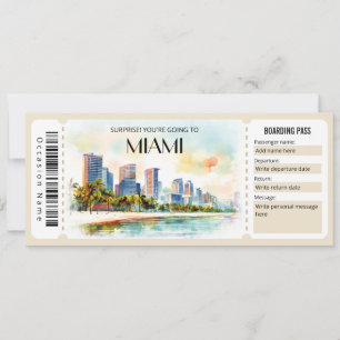 Editable Miami Flygplan Boarding Pass Biljett Inbjudningar