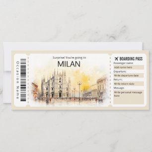 Editable Milan Boarding Pass Italia Flygplan bilje Inbjudningar