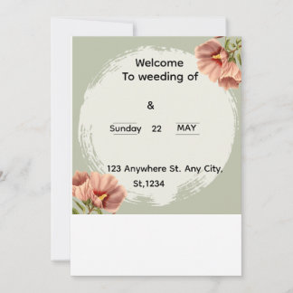 Editable Minimal Floral Wedding Invitation Inbjudningar