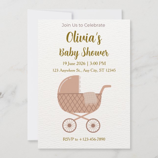 Editable Minimalist Baby Shower  Inbjudningar (Framsida)