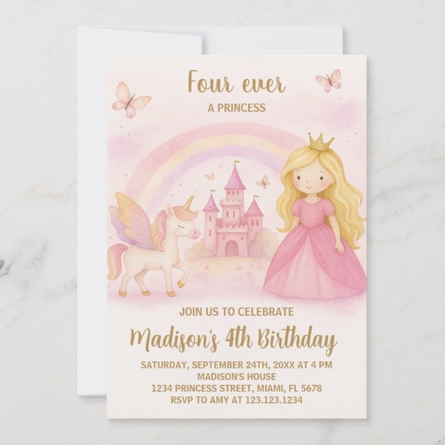 Editable Modern Girl Birthday Card Inbjudningar (Framsida)