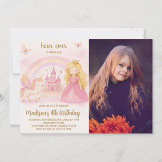 Editable Modern Girl Birthday Card med foto Inbjudningar