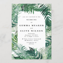 Editable Modern Leafy Greenery Watercolor Bröllop Inbjudningar