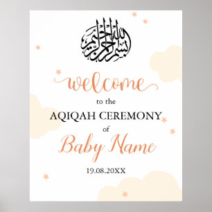 Editable Modern Neutralt Aqiqah Aqeeqah Poster tec