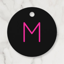 Editable Modern Rosa & Black Monogram Gåvor Etiketter