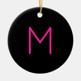 Editable Modern Rosa & Black Monogram Julgransprydnad Keramik