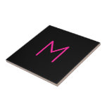 Editable Modern Rosa & Black Monogram Kakelplatta<br><div class="desc">Anpassadets moderna tittar minimala monogram.</div>