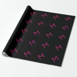 Editable Modern Rosa & Black Monogram Presentpapper