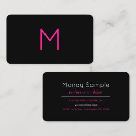 Editable Modern Rosa & Black Monogram Visitkort