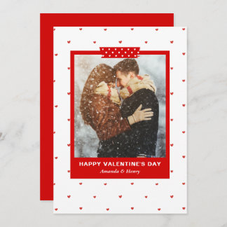 Editable Modern Simple Hearts Photo Valentines Day Julkort