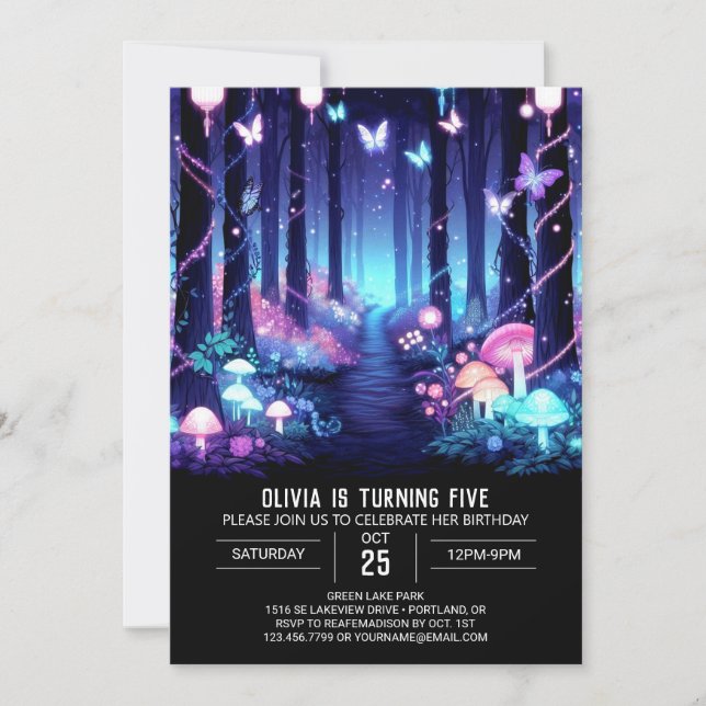 Editable Modern Woodland Digital Birthday Inbjudningar (Framsida)