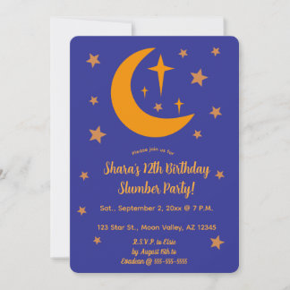 Editable Moon and Stars Slumber Party Inbjudningar