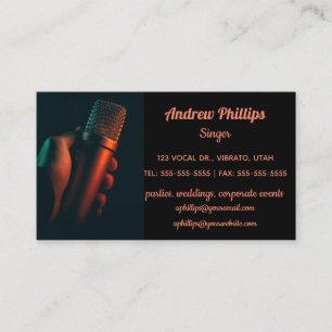 Editable Musician Microphone Photo Visitkort