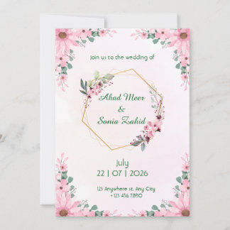 Editable Muslim wedding invitation Floral  Inbjudningar