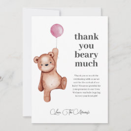 EDITABLE Nalle Girl Baby Shower Tack Kort