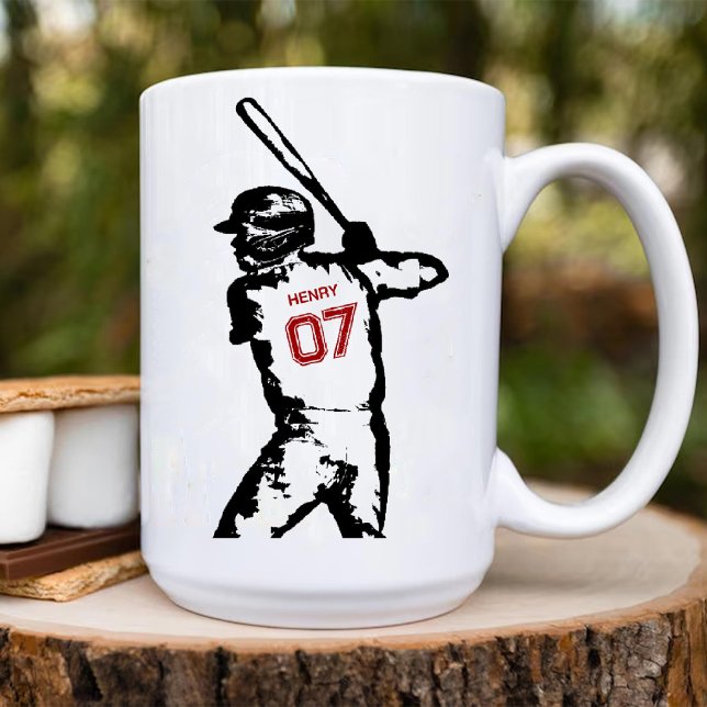 Editable Name & Jersey Number Baseball Birthday Kaffemugg (Editable Name & Jersey Number Baseball Birthday Coffee Mug)