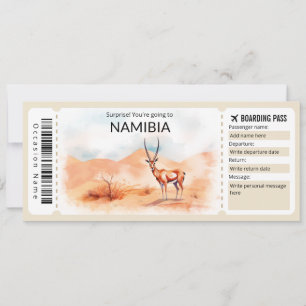 Editable Namibia Boarding Pass Flygplan biljett Inbjudningar