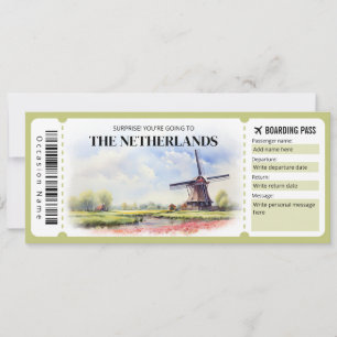 Editable Netherlands Boarding Pass Flygplan biljet Inbjudningar