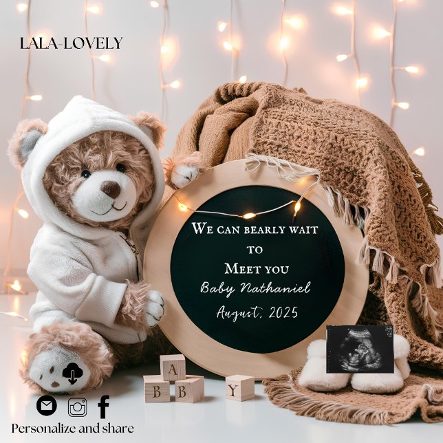 Editable neutral pregnancy announcement card meddelande (Skapare uppladdad)