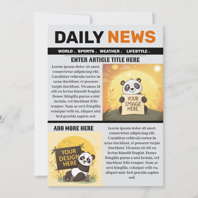 Editable Newspaper Article Template Inbjudningar (Framsida)